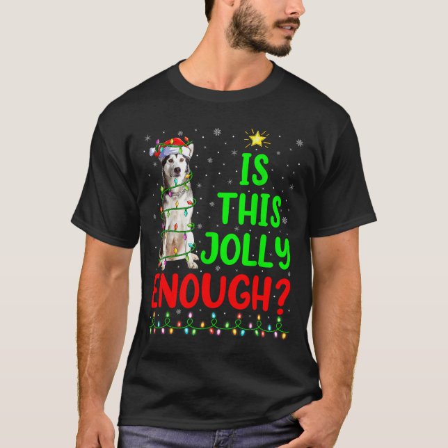 Camiseta Xmas Tree Is This Jolly Enough Alaskan Malamute Ch (Frente)
