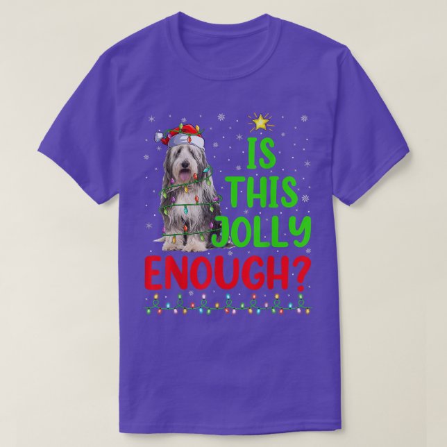 Camiseta Xmas Tree Is This Jolly Enough Bearded Collie Chri (Frente do Design)