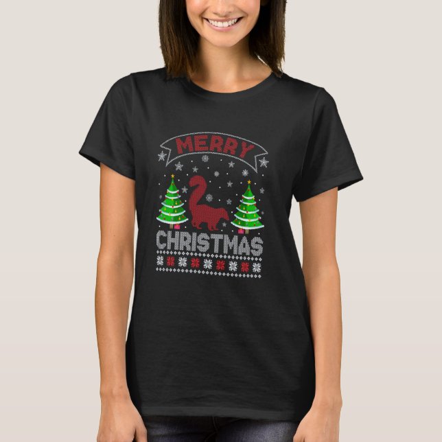 Camiseta Xmas Tree Lighting Men Mulheres Skunk Feia Natal (Frente)