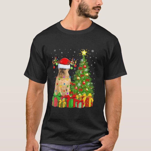 Camiseta Xmas Tree Lighting Papais noeis Bruxelas Griffon D (Frente)