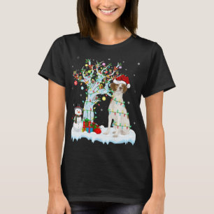 Camiseta Xmas Tree Lighting Santa Hat - Brittany Spaniel Do