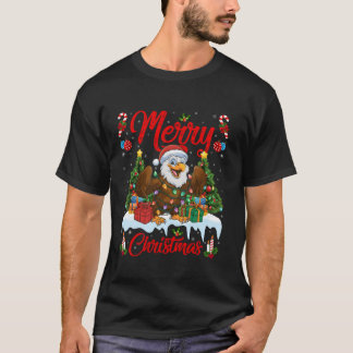 Camiseta Xmas Tree Lighting Santa Hat Eagle Natal T Shi