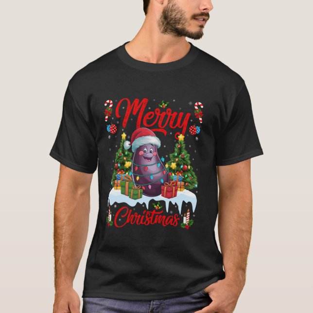 Camiseta Xmas Tree Lighting Santa Hat Engraçado Cristo de E (Frente)