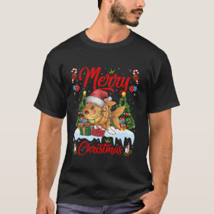 Camiseta Xmas Tree Lighting Santa Hat Goldfish Natal T