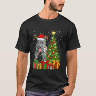 Camiseta Xmas Tree Lighting Santa Hat Irish Wolfhound Co