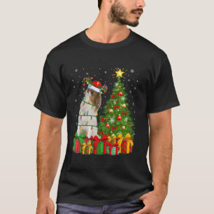 Camiseta Xmas Tree Lighting Santa Hat Japão Chin Dog Chr