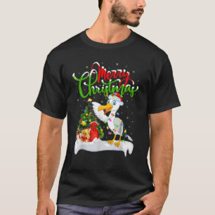 Camiseta Xmas Tree Lighting Santa Hat Seagull Bird Christma