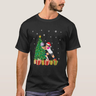 Camiseta Xmas Tree Lighting Santa Hat Voleibol Chr