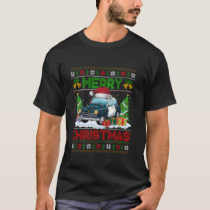 Camiseta Xmas Tree Lighting Ugly Santa Hat Carro da Polícia