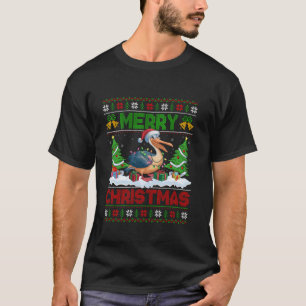 Camiseta Xmas Tree Lighting Ugly Santa Hat Pelican Bird Chr