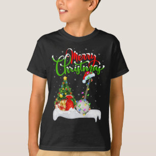 Camiseta Xmas Tree Lights Santa Hat Musical Banjo Natal