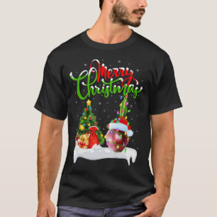 Camiseta Xmas Tree Lights Santa Hat Vegetal Cebola Natal