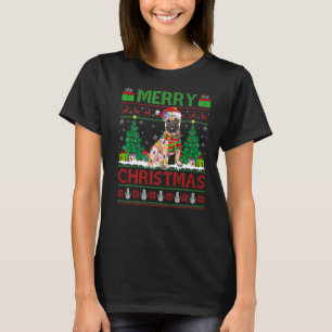 Camiseta Xmas Tree Lights Ugly Papai noel Natal Francês par