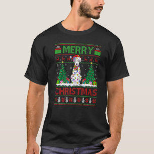 Camiseta Xmas Tree Lights Ugly Papais noeis Dalmatic Dog Ch