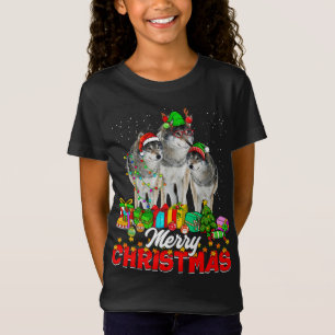 Camiseta Xmas Tree Luz Natal Pajama Wolf Banks Lov