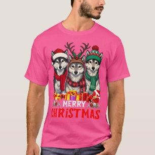 Camiseta Xmas Tree Luz Os Animais Do Lobo De Natal