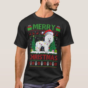 Camiseta Xmas Tree Luzes Feias Papais noeis Bichon Frise Do