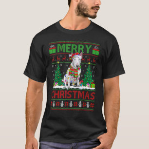 Camiseta Xmas Tree Luzes Feias Papais noeis Bull Terrier Do