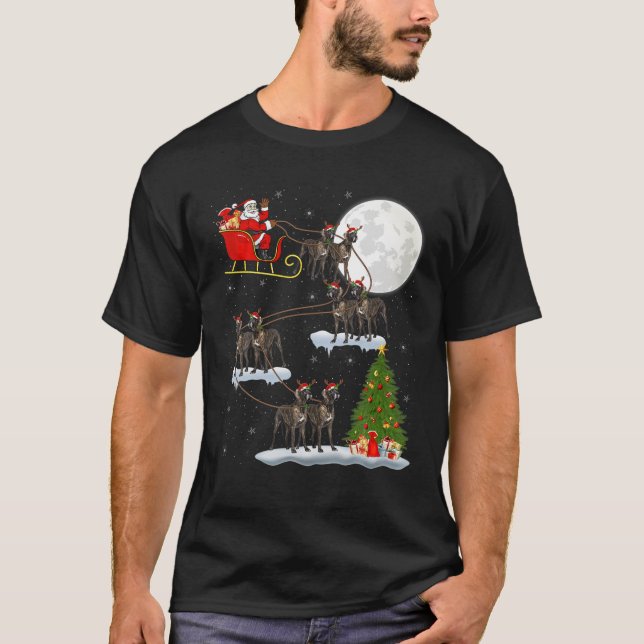 Camiseta Xmas Tree Santa Riding German Shorthaired Pointer (Frente)