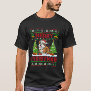 Camiseta Xmas Tree Ugly Papais noeis Inglês Sheepdog Natal