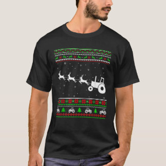 Camiseta Xmas Ugly Sweater Reindeer Farmer Trator Christma
