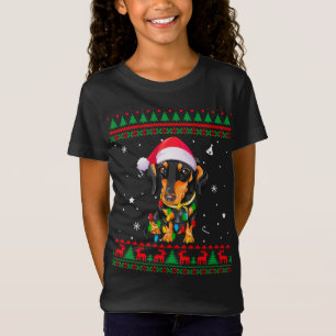 Camiseta Xmas Ugly Sweet Christmas Lights Dachshund Dog L