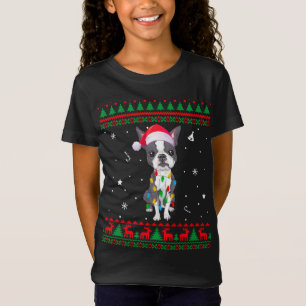 Camiseta Xmas Ugly Sweet Natal Luz Boston Terrier