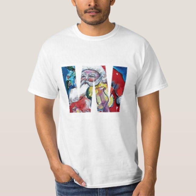 CAMISETA XMAS W LETTER /SANTA CLAUS COM VIOLINA MONOGRAMA (Frente)