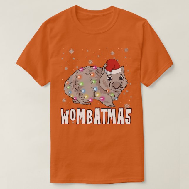 Camiseta XMas Wombatmas Wild Animal Christmas Lights Wombat (Frente do Design)