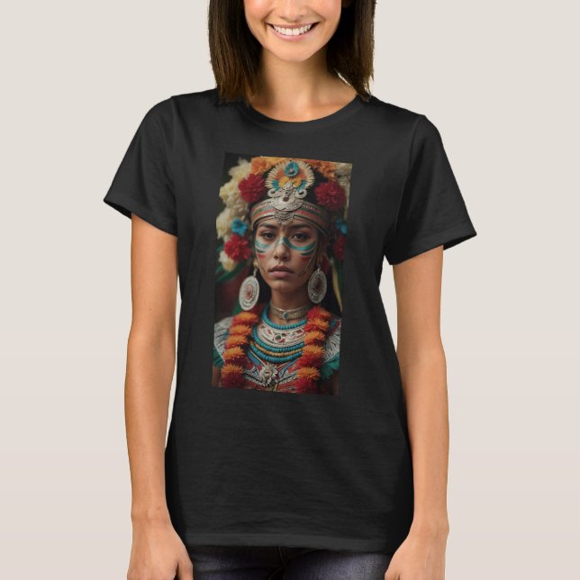 Camiseta Xochiquetzal - Deusa Asteca do Amor e Fertilidade (Frente)