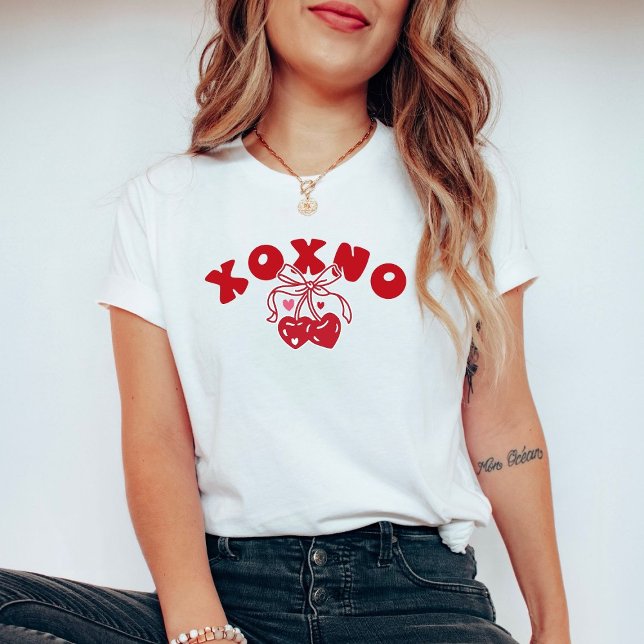 Camiseta XOXNO Funny Anti Valentine Red Pink Heart Cherry (Criador carregado)