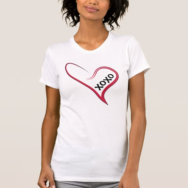 Camiseta xoxo! Coração Vermelho com uma Mensagem Personaliz (Frente)
