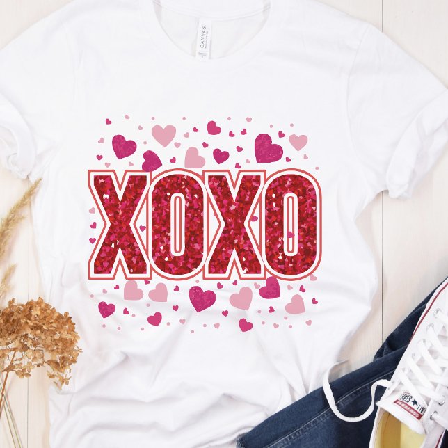 Camiseta XOXO – Cute Pink Typography Valentine’s (Criador carregado)