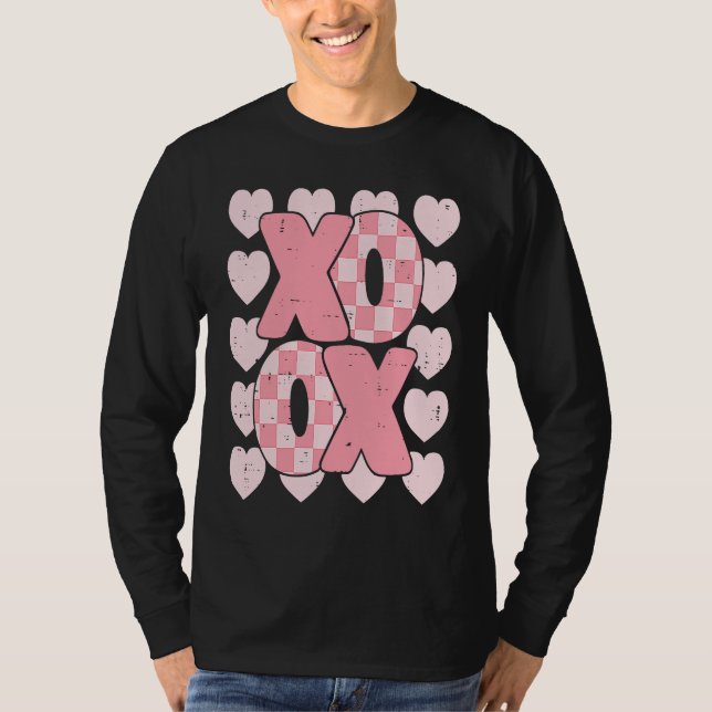 Camiseta XOXO Heart Groovy Valentine's Day Couples Kids Gir (Frente)