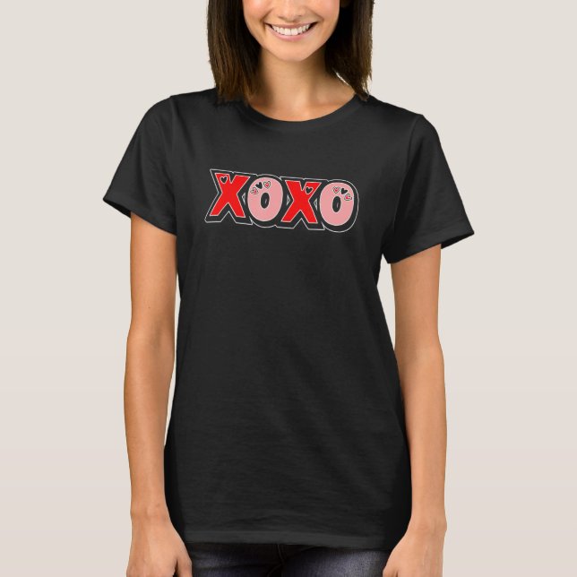 Camiseta XOXO Hearts Valentine's Day Funny Matching Couple  (Frente)