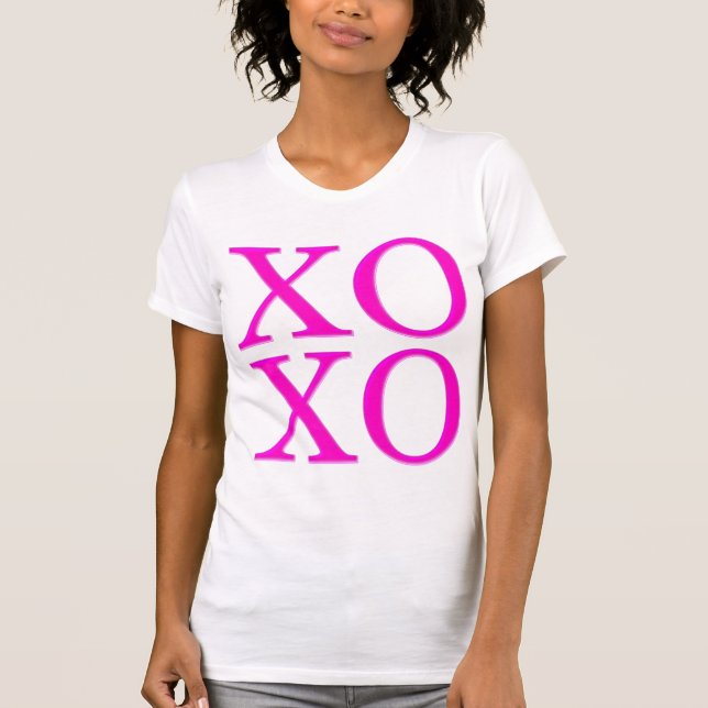 Camiseta XOXO/Neon Rosa/Letra Pincel Moderna (Frente)