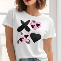 Camiseta Xoxo Preto e Rosa Dia dos Namorados