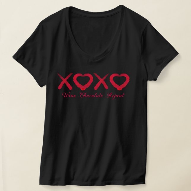 Camiseta XOXO, que se diverte, adora beijos vinho chocolate (Postura )