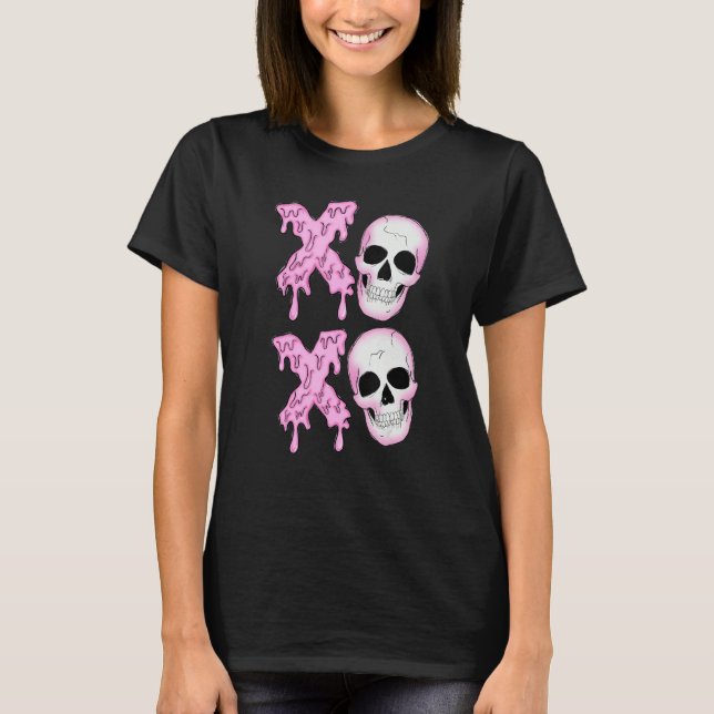 Camiseta Xoxo Skeleton Skull Horror Anti Valentine's Day Me (Frente)