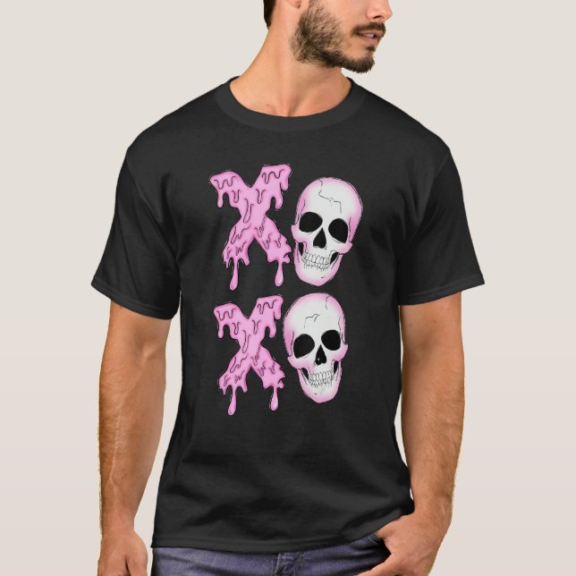 Camiseta Xoxo Skeleton Skull Horror Anti Valentine's Day Me (Frente)
