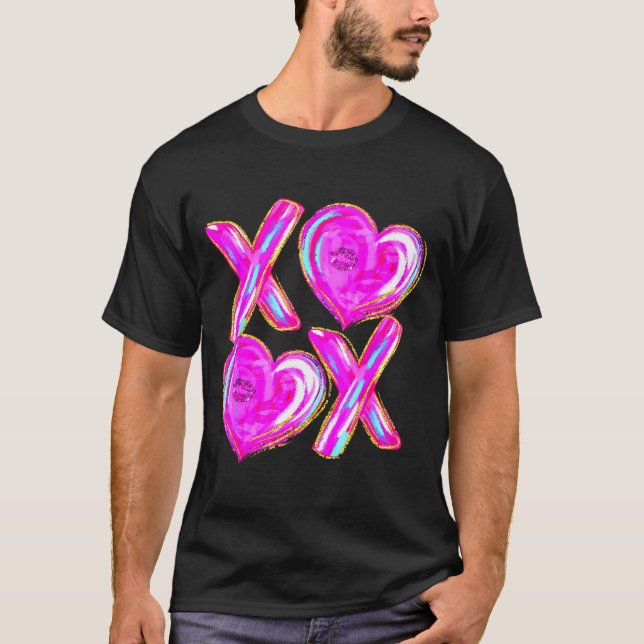 Camiseta Xoxo Valentines Day Love Funny Coquette Bow Checke (Frente)