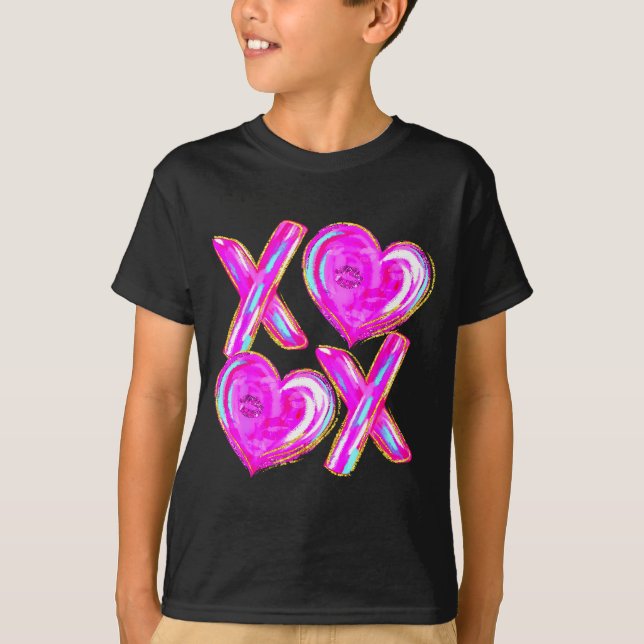 Camiseta Xoxo Valentines Day Love Funny Coquette Bow Checke (Frente)
