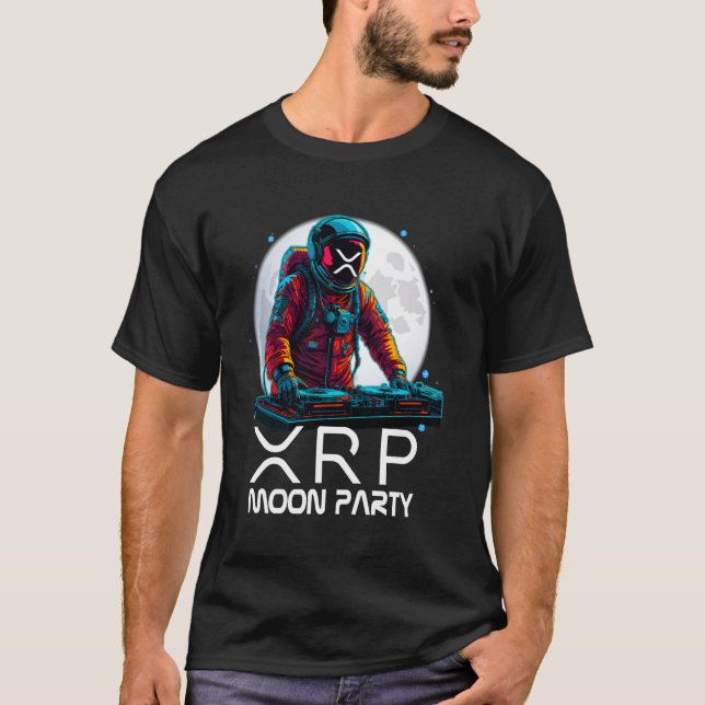 Camiseta xrp moon party astronaut disc jockey boyfriend gir (Frente)