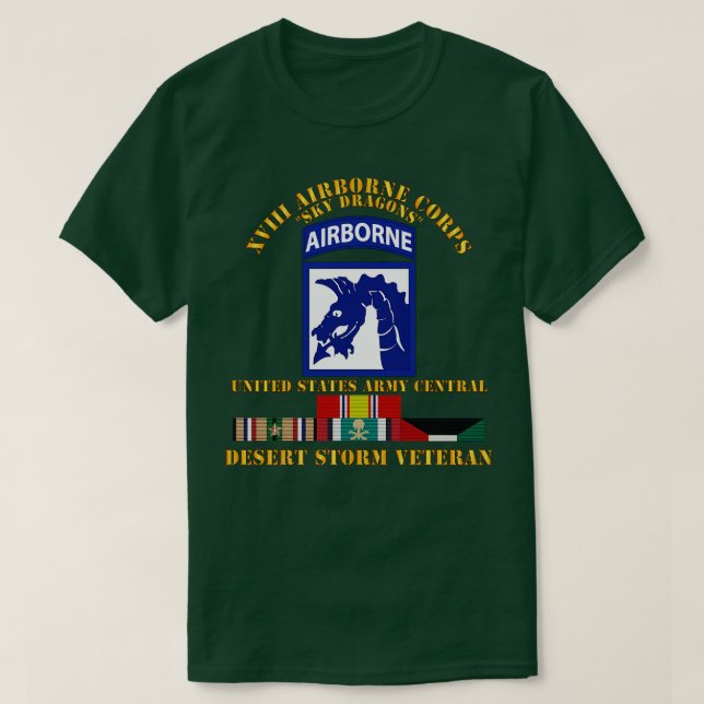 Camiseta XVIII Corps Central Desert Storm Veteran (Frente do Design)