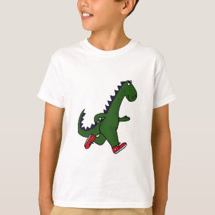 Camiseta XX- dinossauro engraçado da corrida com sapatilha