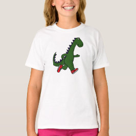 Camiseta XX- dinossauro engraçado da corrida com sapatilhas