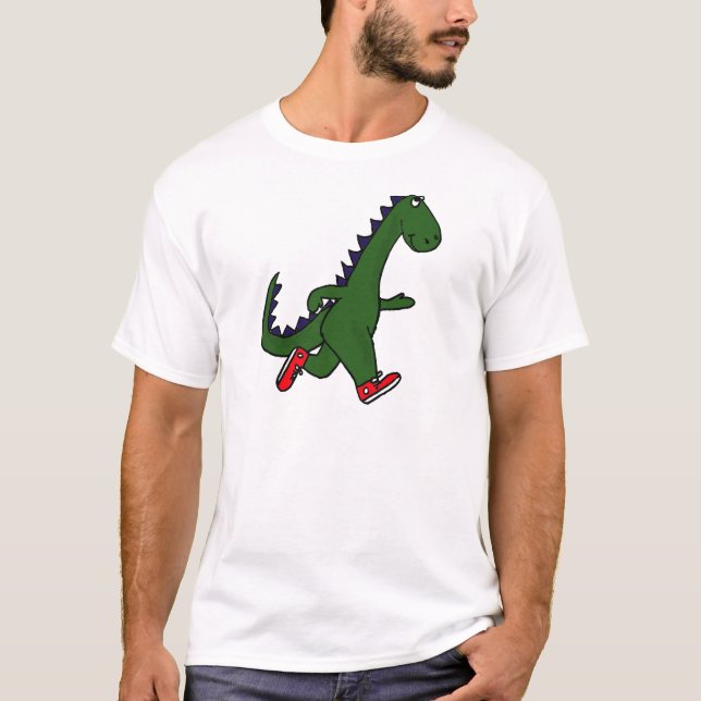 Camiseta XX- dinossauro engraçado da corrida com sapatilhas (Frente)