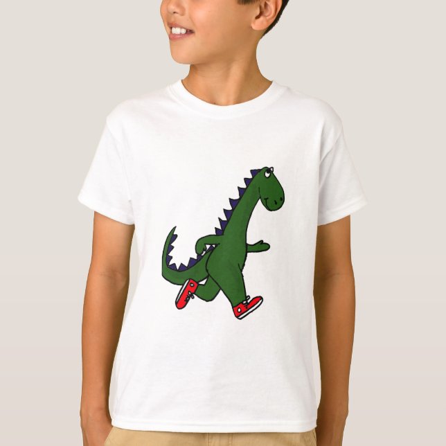 Camiseta XX- dinossauro engraçado da corrida com sapatilhas (Frente)