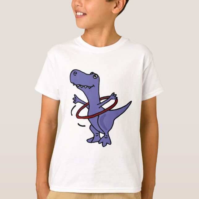 Camiseta XX- dinossauro engraçado de T-rex usando a aro de (Frente)