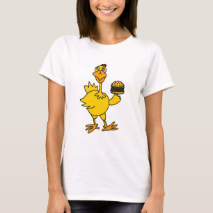 Camiseta XX- galinha engraçada que come um Hamburger